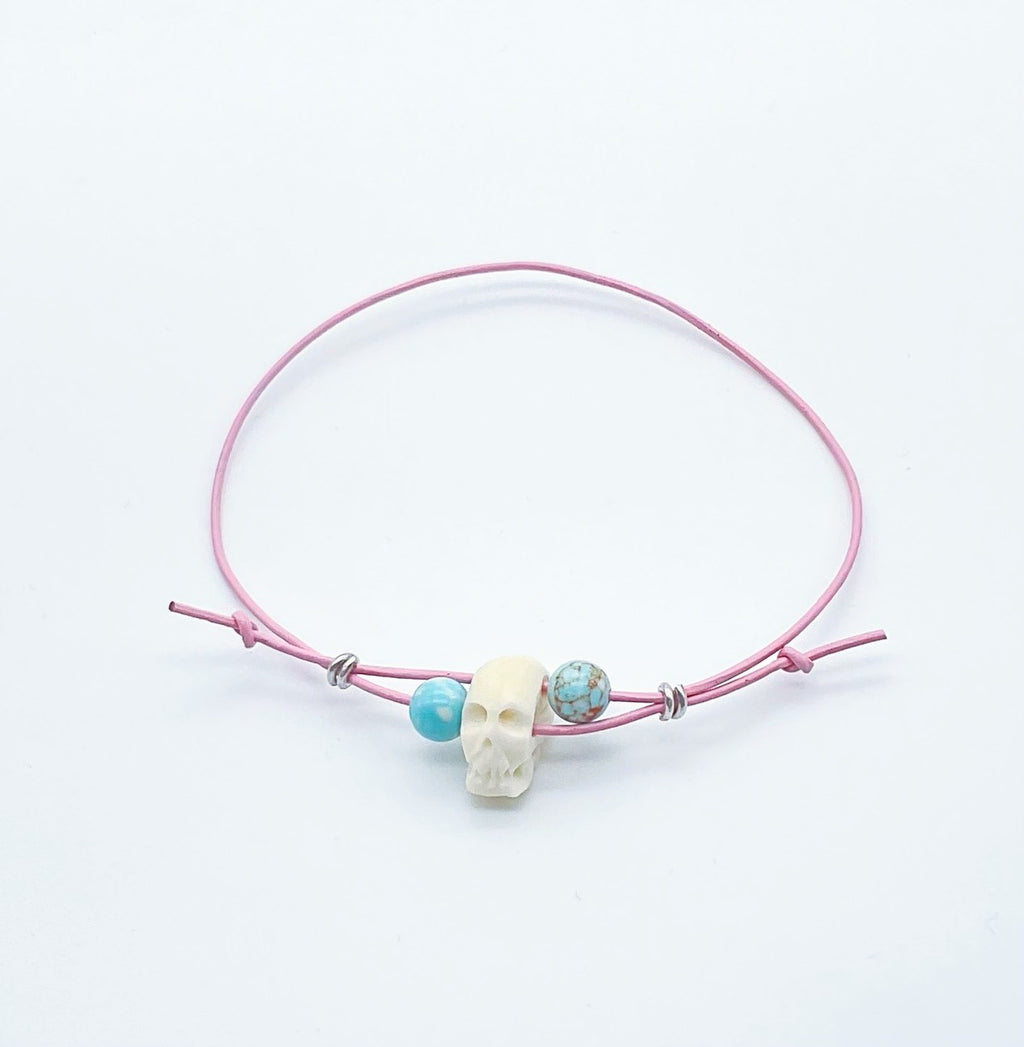 Asian bracelet / Pink Skull【Casual】