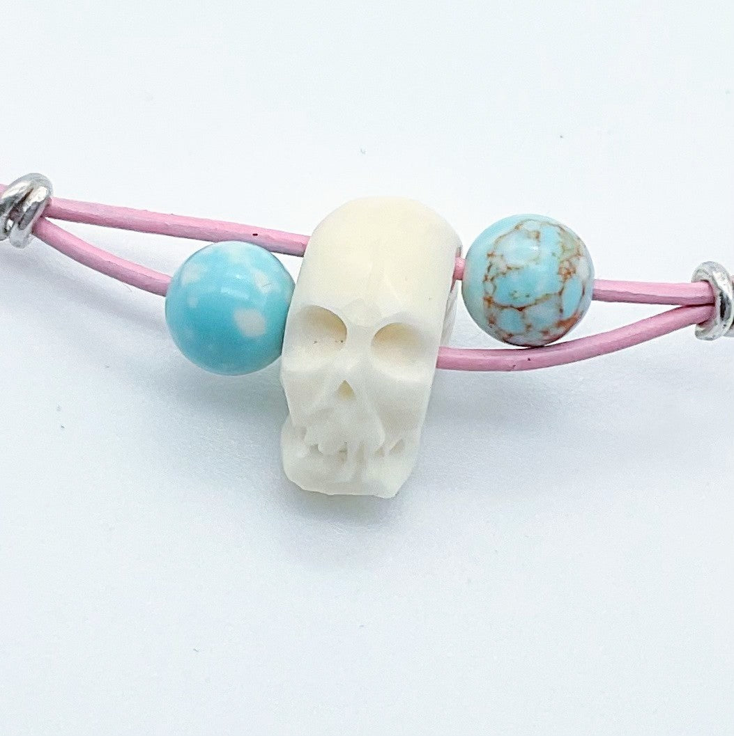 Asian bracelet / Pink Skull【Casual】